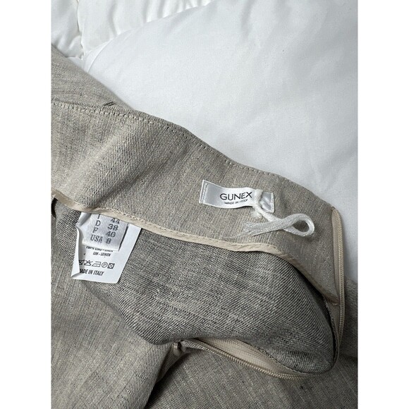 Gunex Skirt Linen Size 8 Hidden Zip Pleated Pocket Beige - Picture 8 of 8